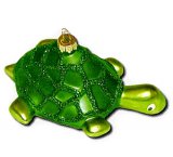 Green Turtle Blown-Glass Ornament