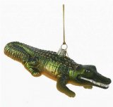 Grinning Alligator Glass Ornament
