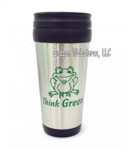 "Think Green" Stainless Steel Travel Mug