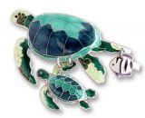 Sterling Enamel Green Turtles Pin