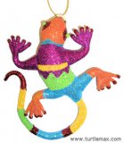 Aztec Glass Hanging Gecko Ornament