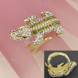 Gold and Crystal Alligator Cocktail Ring