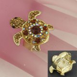 Sparkly Crystal Topaz Turtle Cocktail Ring