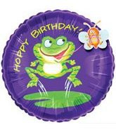 Hoppy Birthday Round Frog Mylar Balloon