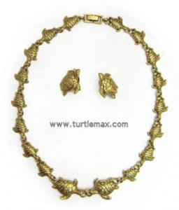 Sea Turtle Goldtone Link Necklace Set
