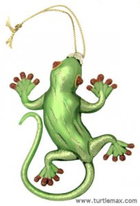Green Glass Hanging Gecko Ornament