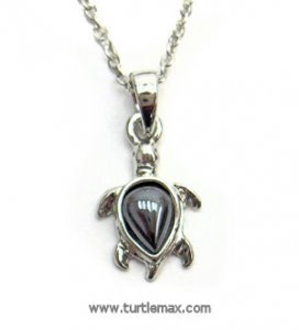 Hematite Silver Toned Turtle Necklace