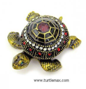 Antiqued Gold & Crystal Turtle Box