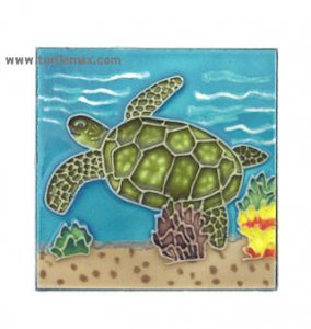 Small Sea Turtle Art Tile