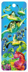 3-D Swimming Sea Turtle Bookmark