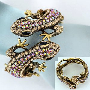 Gold & Crystal Lizard Bracelet