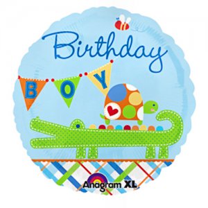 Blue Birthday Boy Alligator Balloon
