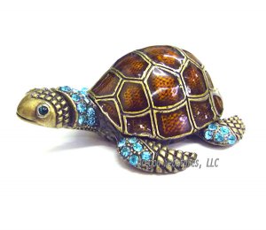 Crystal and Enamel Sea Turtle Jewel Box