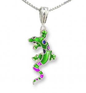Calypso Gecko Silverplate Enamel Necklace