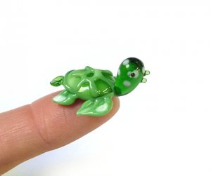 Teeny Tiny Green Glass Sea Turtle